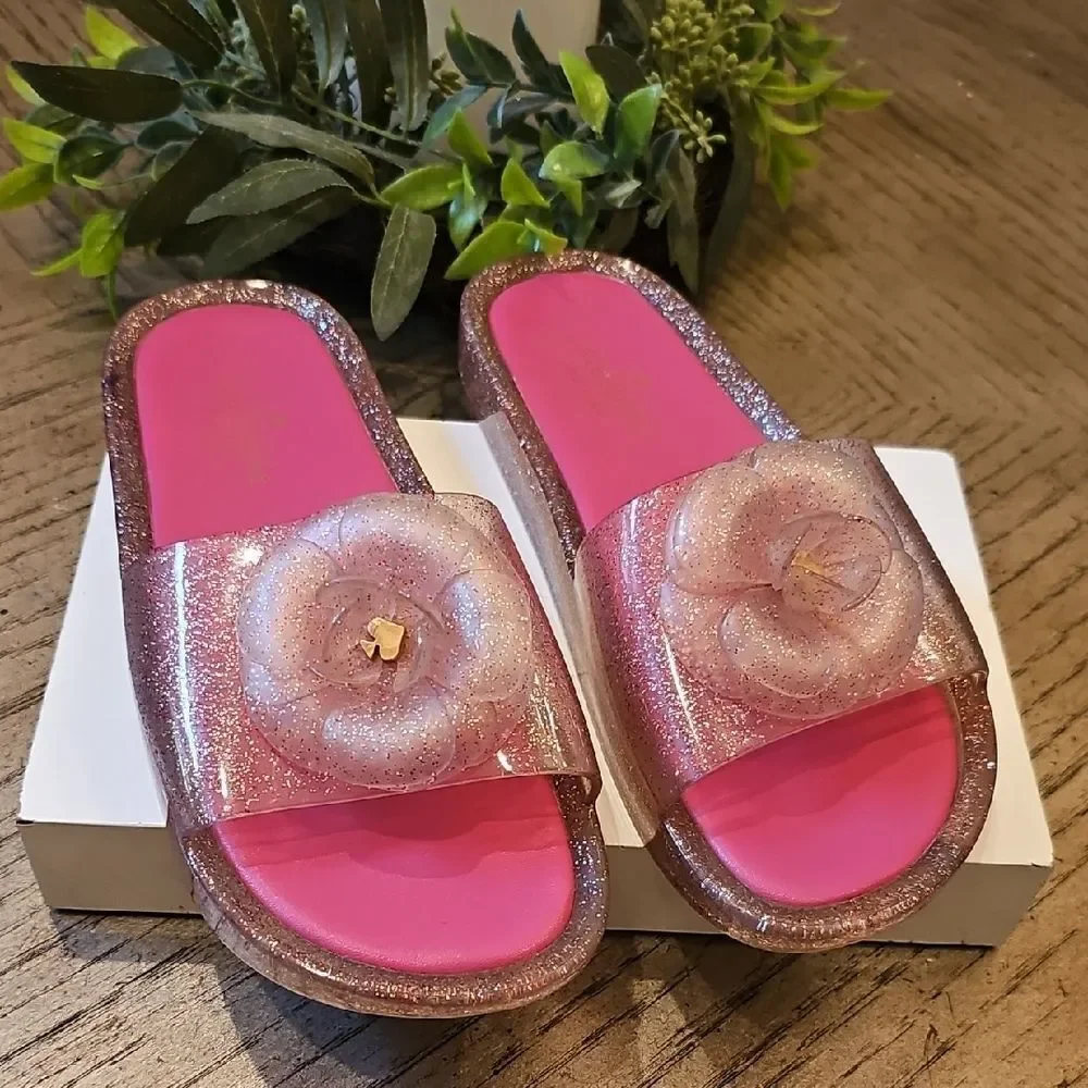 Glitter Pink Slide Sandals Size 7 Kate Spade